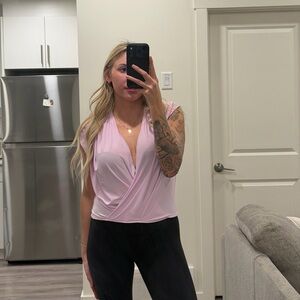 Leith Light Pink Draped V-Neck Sleeveless Camisole